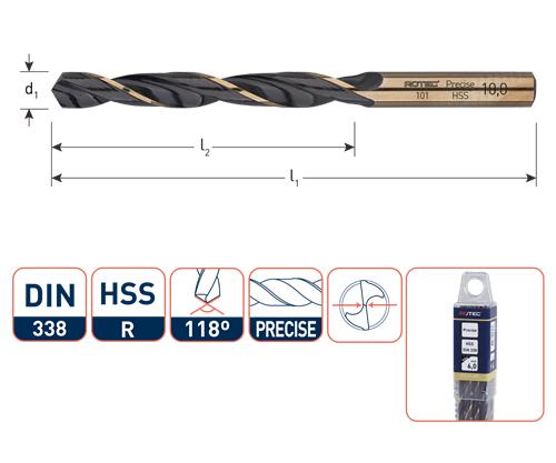 Rotec spiraalboor hss precise 12.0mm
