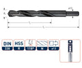 Rotec spiraalboor din338 hss-r 17.5mm afgedraaid