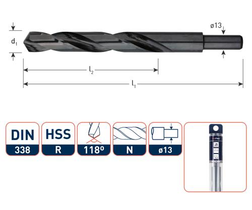 Rotec spiraalboor din338 hss-r 17.5mm afgedraaid