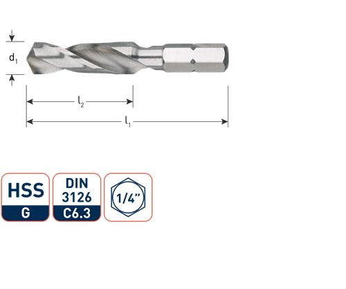 Rotec hss-g boor-bit c6,3 6,0 mm - 1400600
