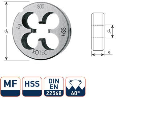 Rotec ronde snijplaat mf10x1.25 hss