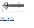 Rotec verzinkfrees 90gr. 3-snijder 20.5mm