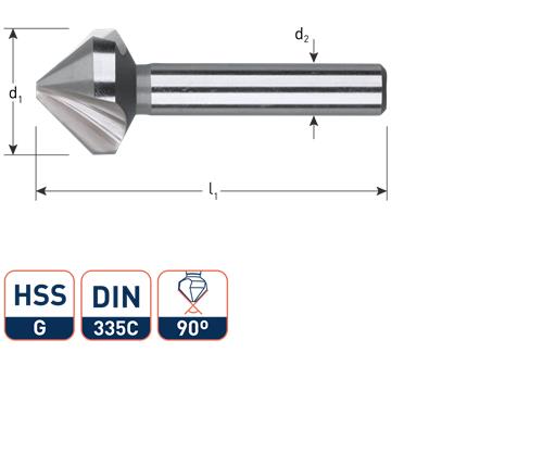Rotec verzinkfrees 90gr. 3-snijder 16.5mm