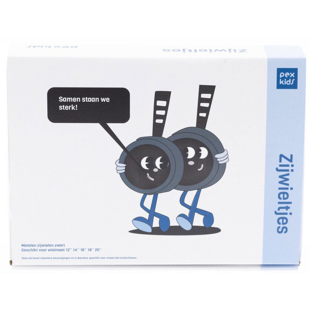 Buzaglo pexkids stabilo set 12-20 inch zwart luxe stalen wiel zijwielen