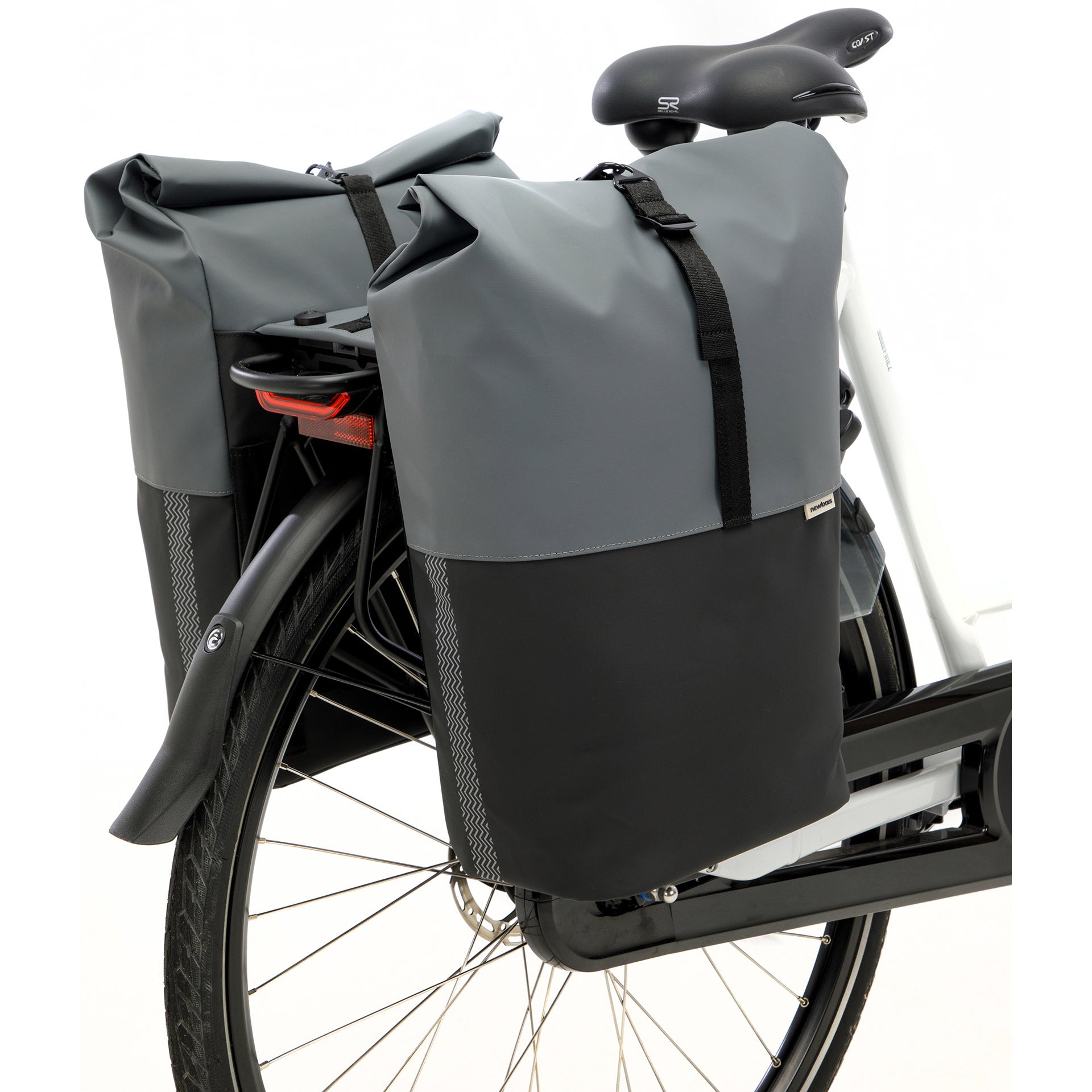 Dubbele fietstas New Looxs Nyborg MIK 34 liter - 30 x 17 x 37cm (x2) - donkergrijs zwart