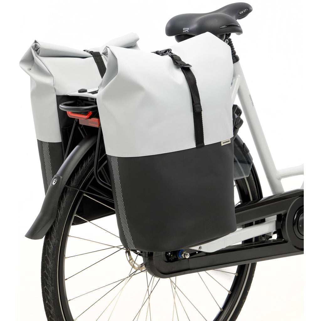 Dubbele fietstas New Looxs Nyborg MIK 34 liter - 30 x 17 x 37cm (x2) - lichtgrijs zwart