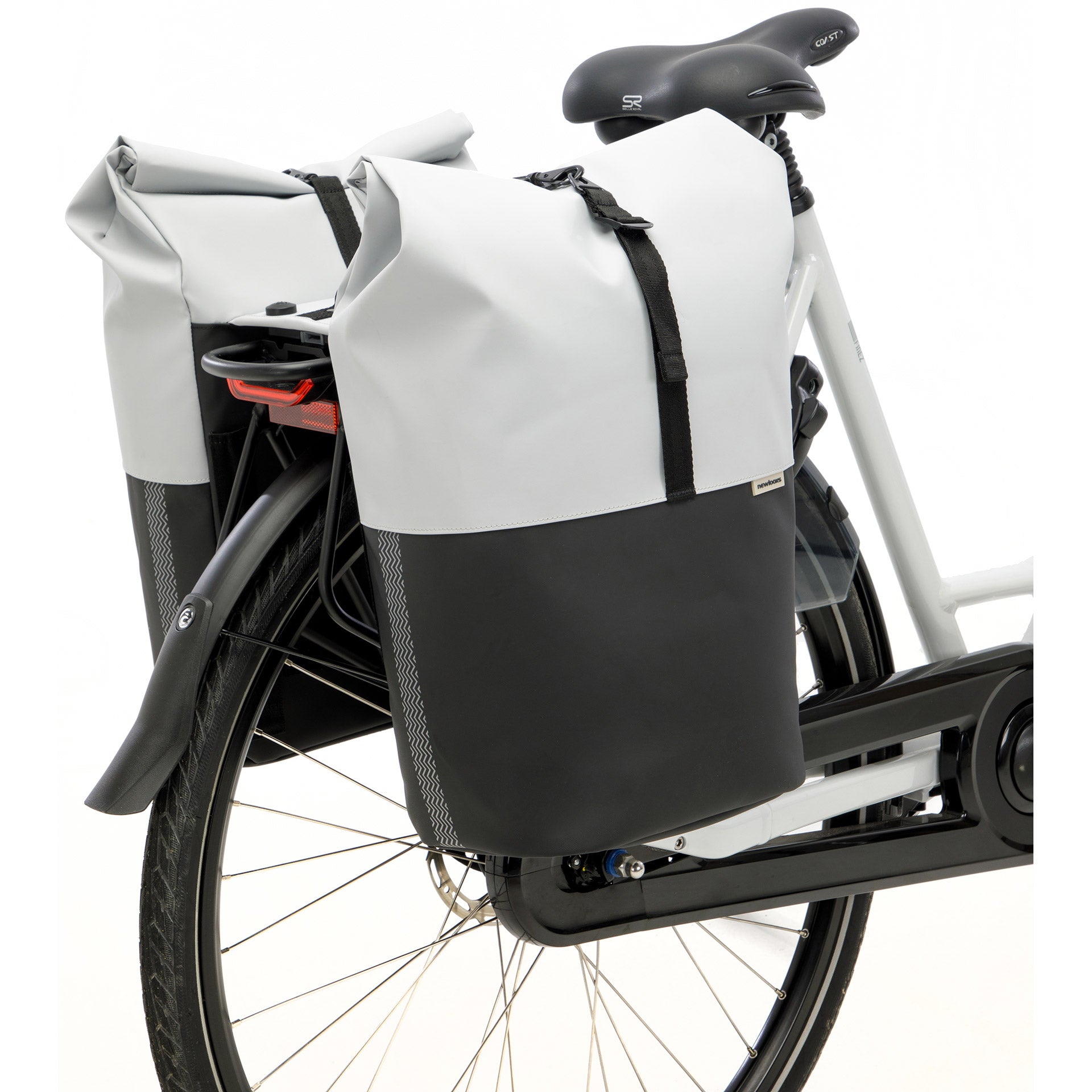 Dubbele fietstas New Looxs Nyborg MIK 34 liter - 30 x 17 x 37cm (x2) - lichtgrijs zwart
