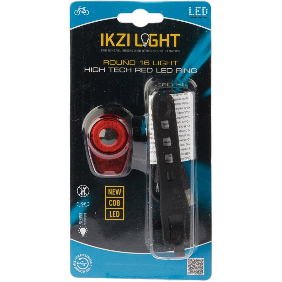 Buzaglo ikzilight achterlicht round16 met rode cob led-ring usb