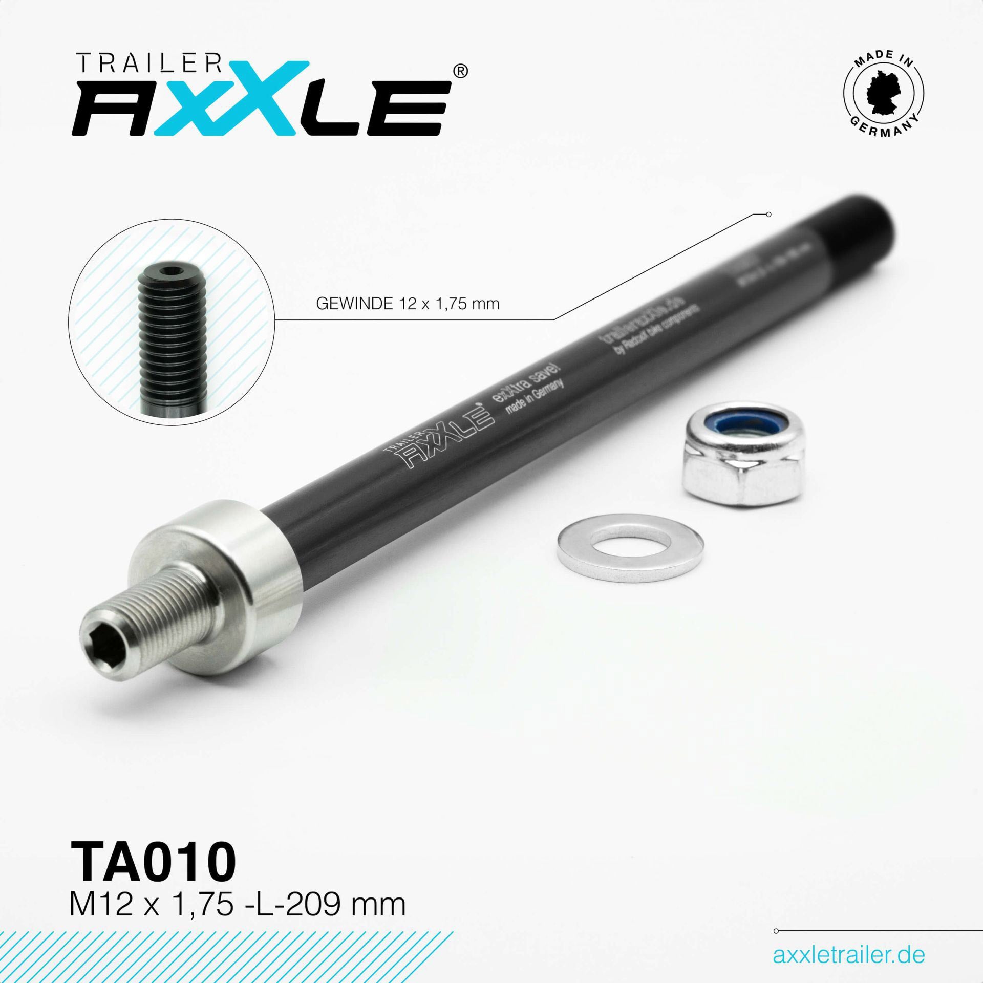Radoxx steekas voor trailer m12x1,75 209mm