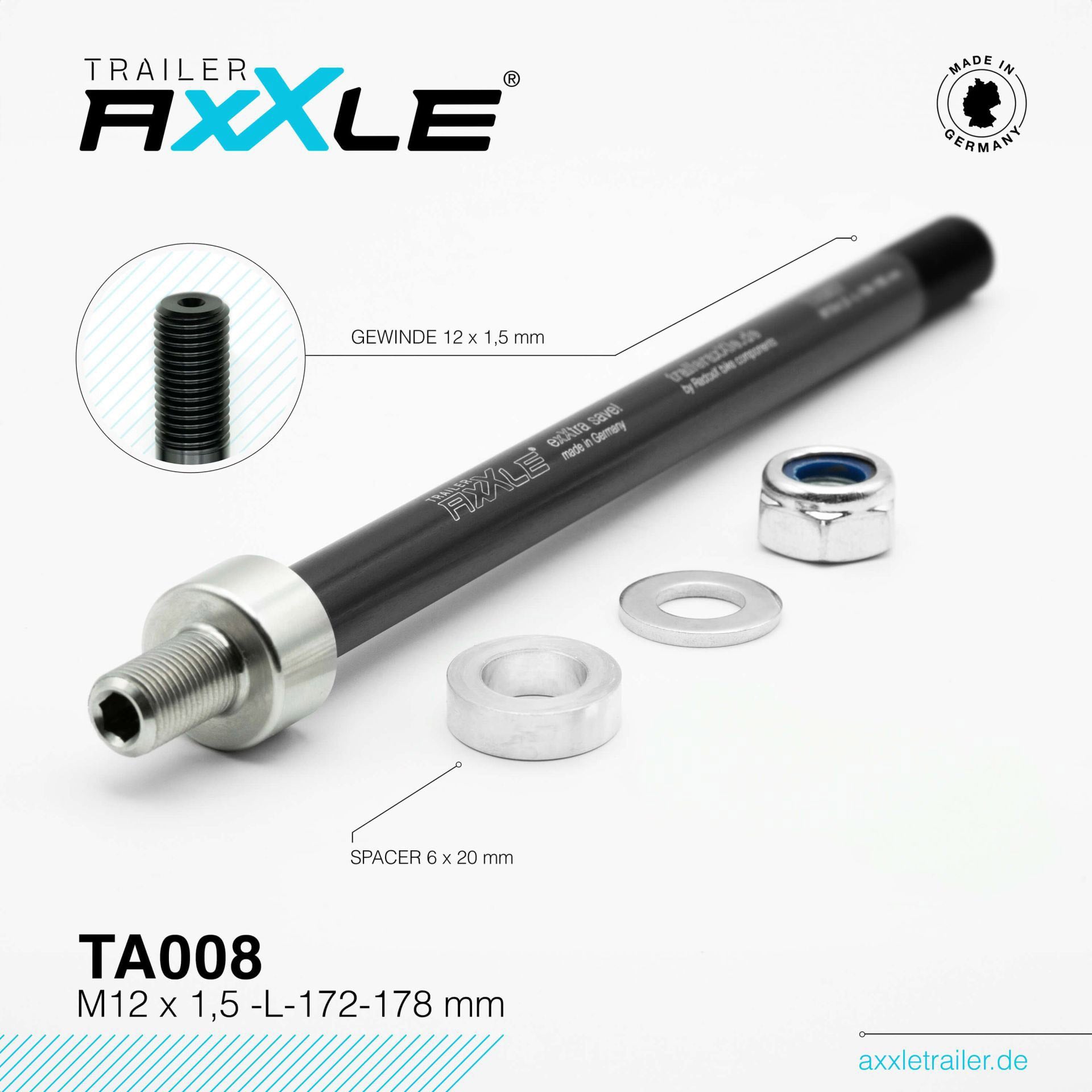 Radoxx steekas voor trailer m12x1,50 172-178mm