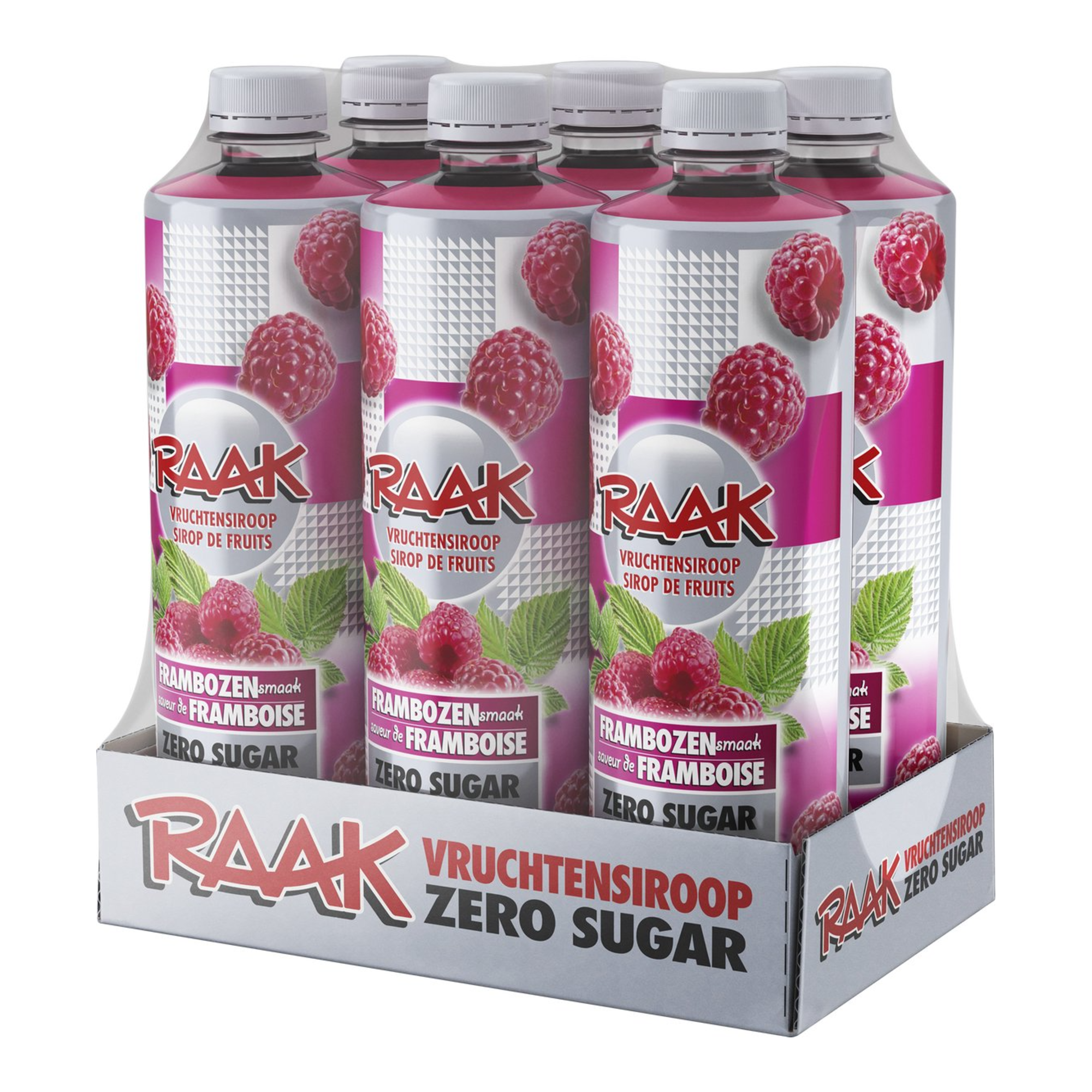 Raak vruchtensiroop framboos zero sugar (6x 750ml)