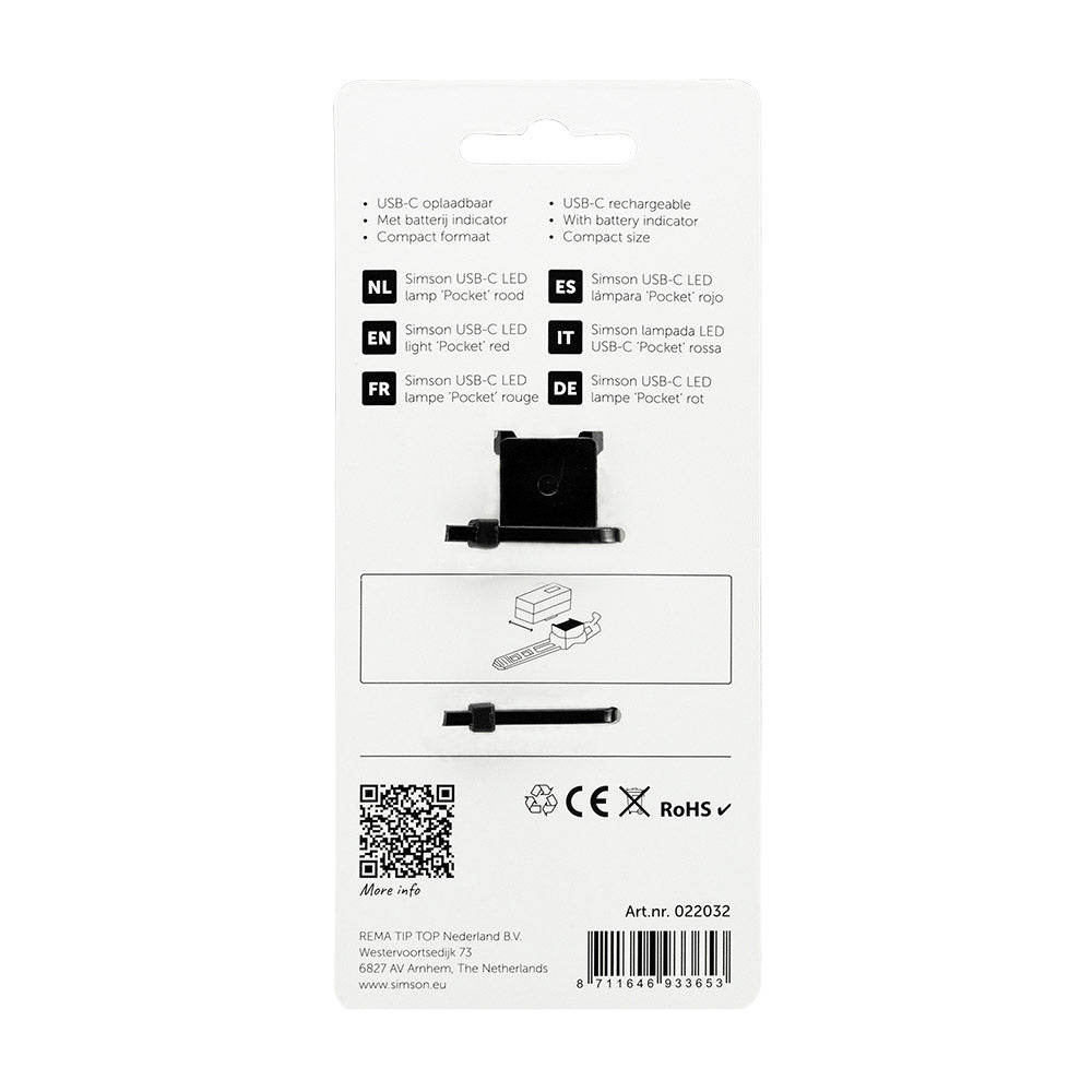 Simson Rücklichttasche USB-C rot