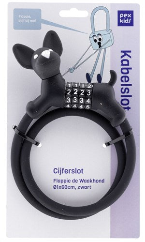 PexKids Zahlenschloss, schwarz, Flappie der Wachhund, Silikon