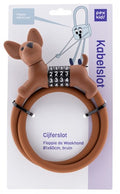 Pexkids cijfer kabelslot bruin flappie de waakhond silicone