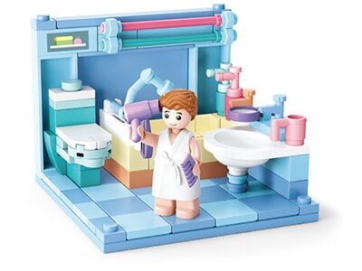Sluban mini handcraft badkamer bouwspeelgoed kinderen vanaf 6 jaar – constructiespeelgoed modelbouw mini kamer – bouwdoos met 105 bouwstenen en 1 minifiguur – m38-b0757d