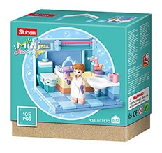 Sluban mini handcraft badkamer bouwspeelgoed kinderen vanaf 6 jaar – constructiespeelgoed modelbouw mini kamer – bouwdoos met 105 bouwstenen en 1 minifiguur – m38-b0757d