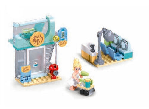 Sluban metropolis hairdresser bouwspeelgoed kinderen vanaf 6 jaar - constructiespeelgoed modelbouw - bouwdoos met 105 bouwstenen - m38-b1265d