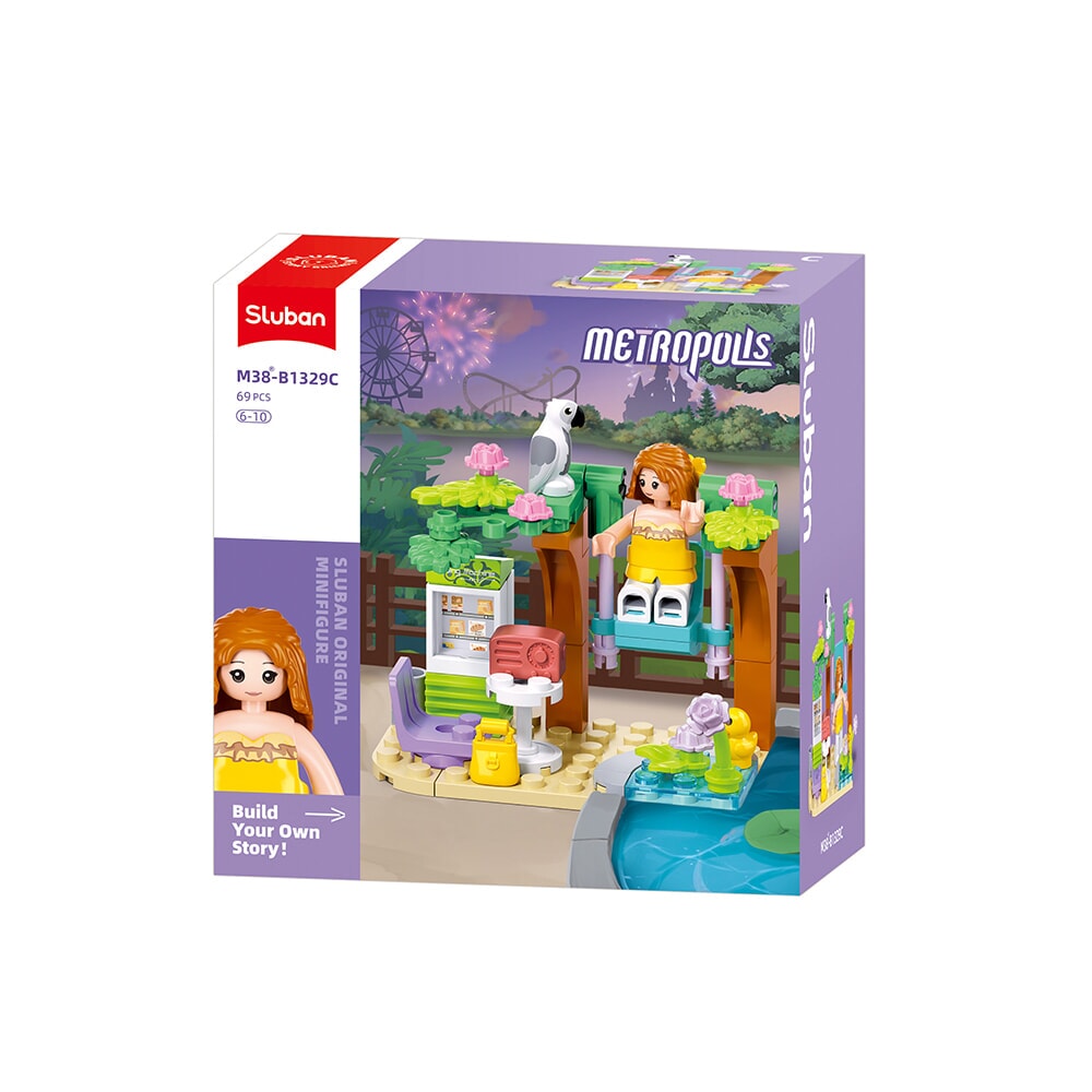 Sluban metropolis garden bouwspeelgoed kinderen vanaf 6 jaar - constructiespeelgoed modelbouw - bouwdoos met 69 bouwstenen - m38-b1329c