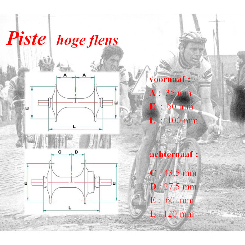 Miche Hubset Pista v + A 32g mit hohem Flansch silber