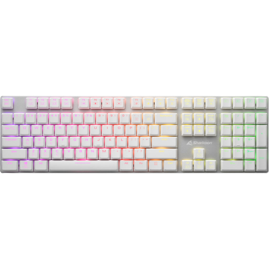 Sharkoon purewriter rgb, gaming toetsenbord (wit, us lay-out, kailh choc low profile blue, rgb leds)