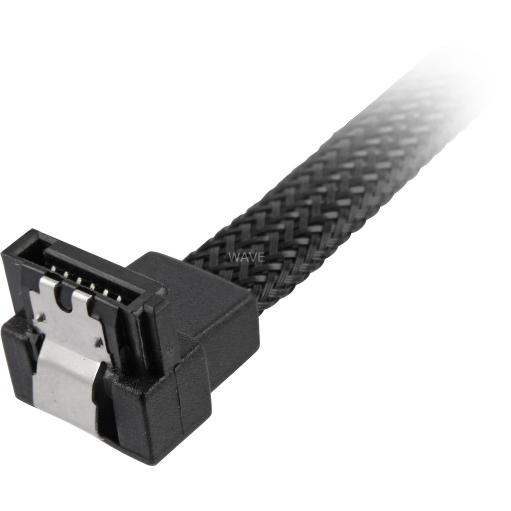 Sharkoon sata iii 90° sleeve kabel (zwart, 0,75 meter)