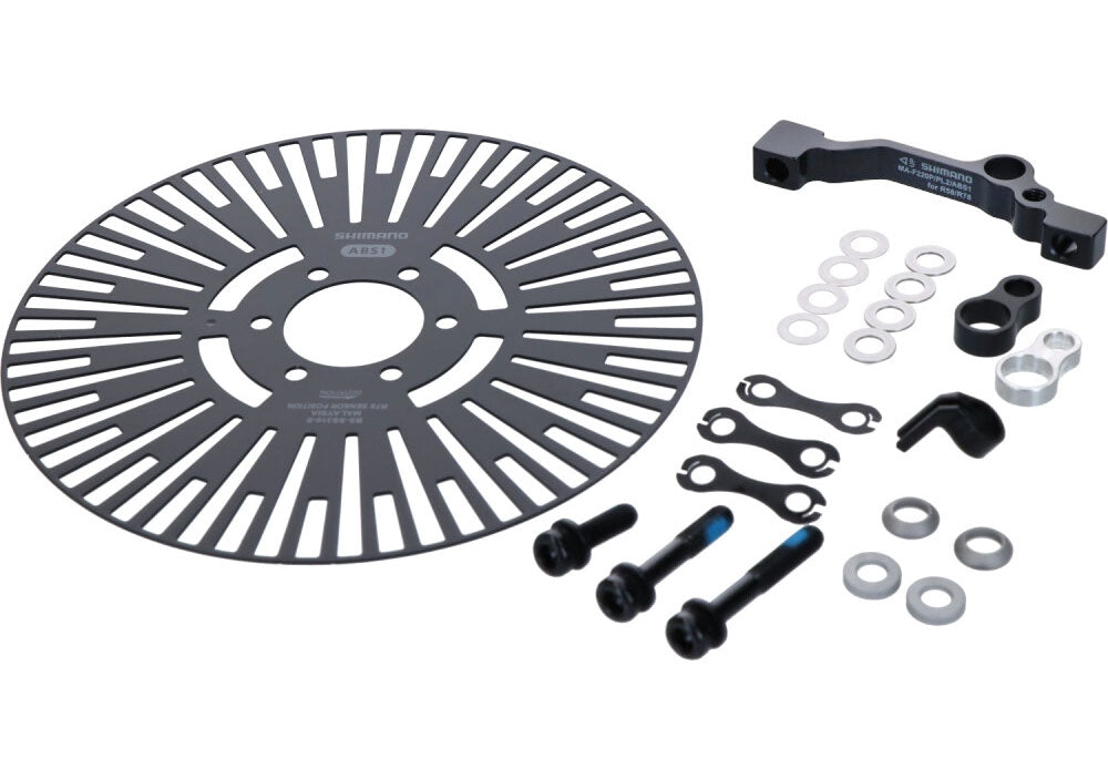 Shimano bs-ss310-s post-mount 6-bolt sensor disc + bracket set for bosch abs