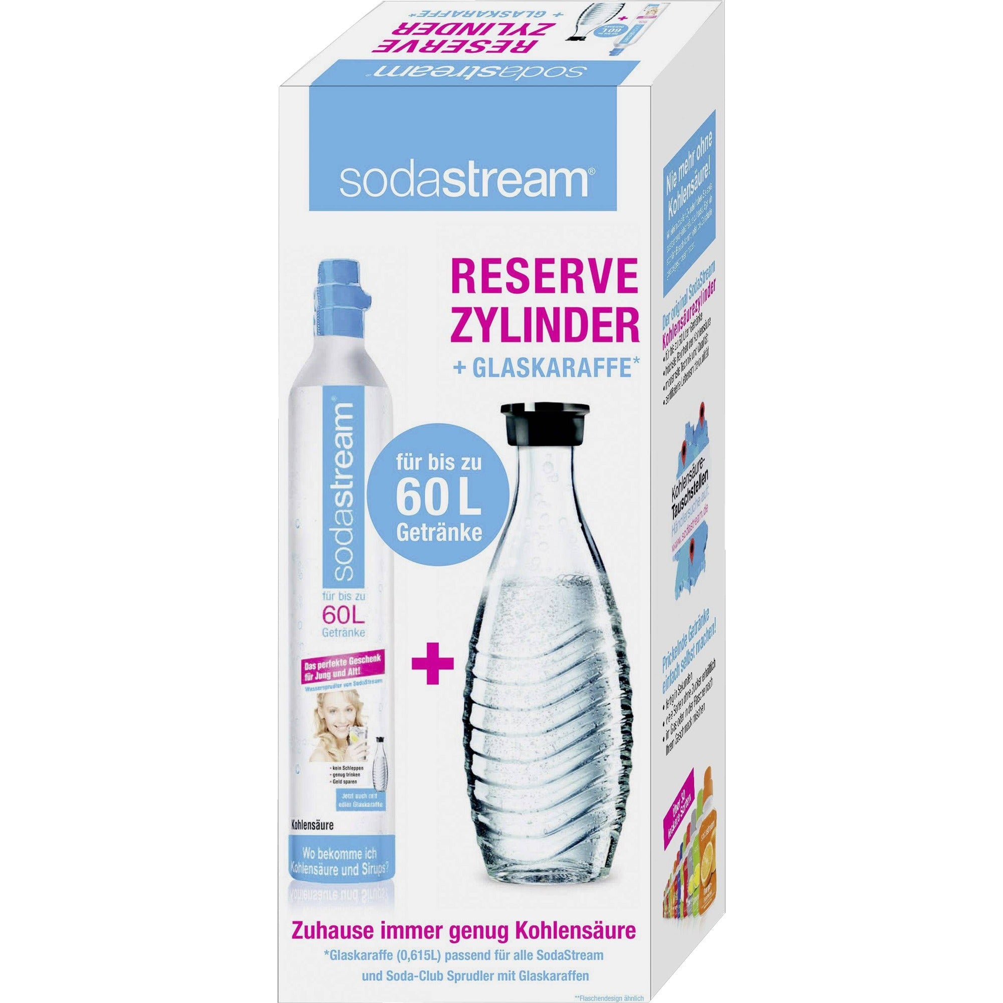 SodaStream Reserve Zylinder 60 l + 1 Glaskaraffe