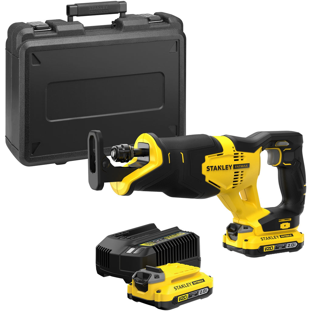 Stanley fatmax sfmcs310d2k 20v max* brushless accu reciprozaag | 2 x 2.0ah accu's + lader | in koffer - sfmcs310d2k-qw