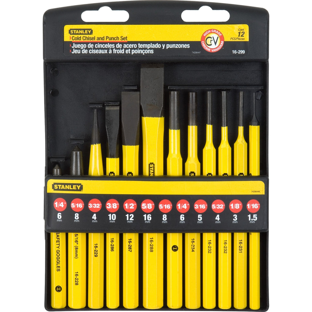 Stanley handgereedschap koudbeitel- en drevelset 12dlg. - 4-18-299