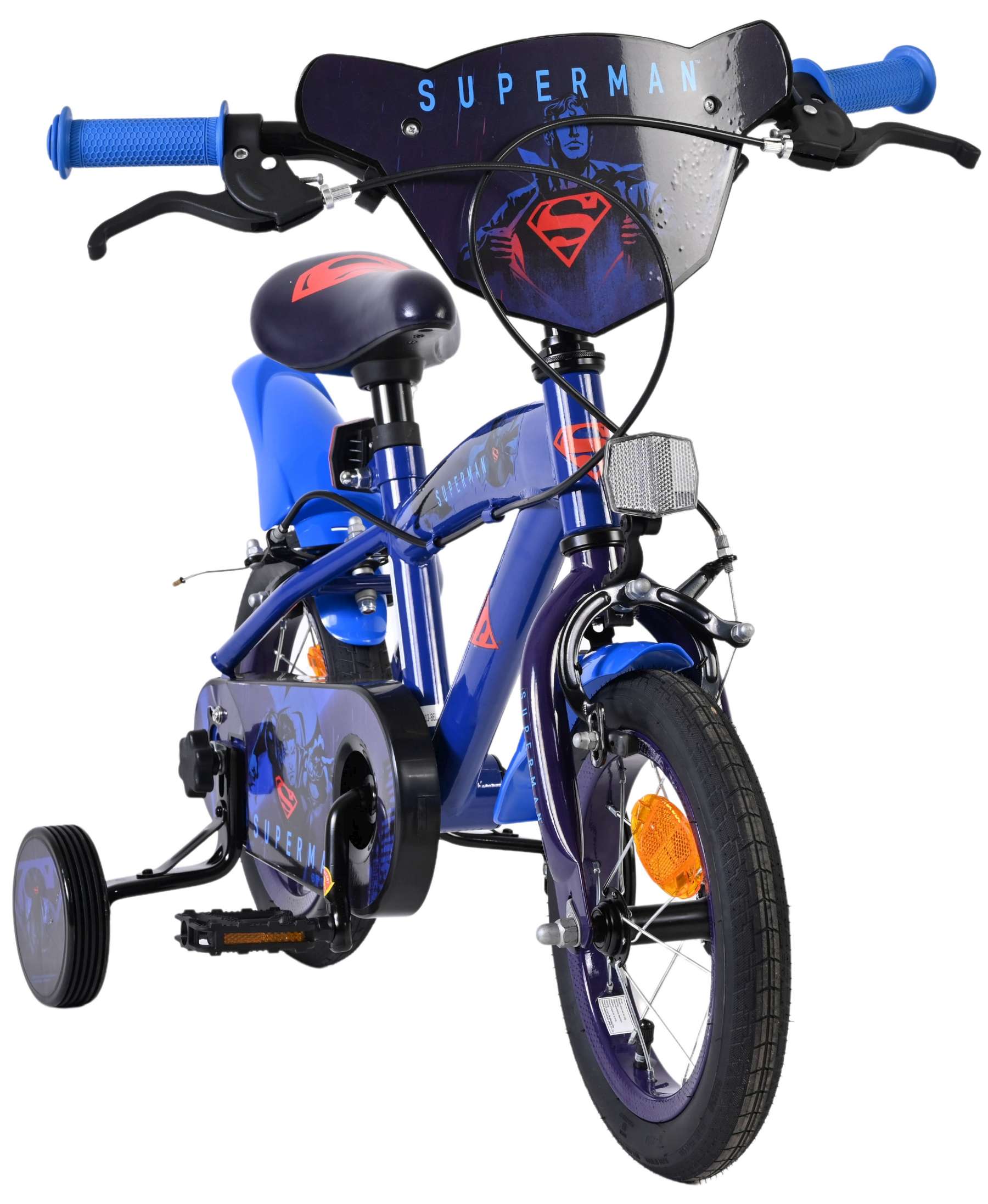 Volare superman kinderfiets - jongens - 12 inch - blauw - twee handremmen