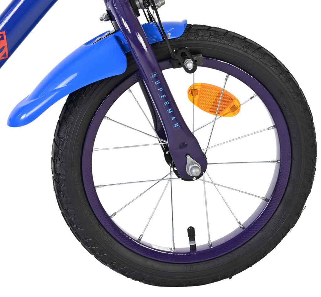 Volare superman kinderfiets - jongens - 14 inch - blauw - twee handremmen