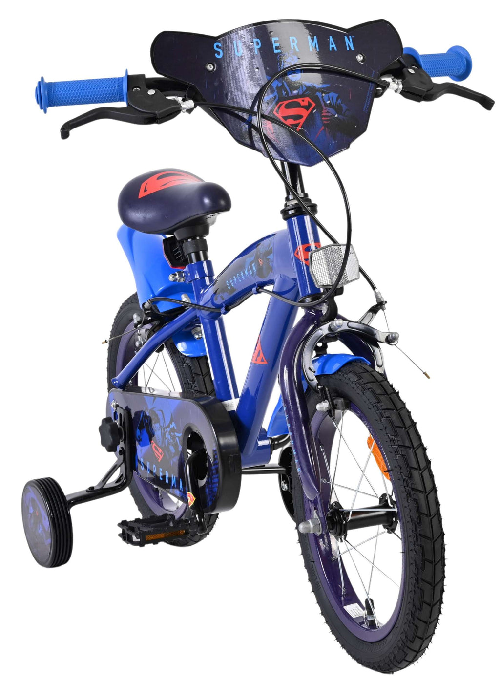 Volare superman kinderfiets - jongens - 14 inch - blauw - twee handremmen