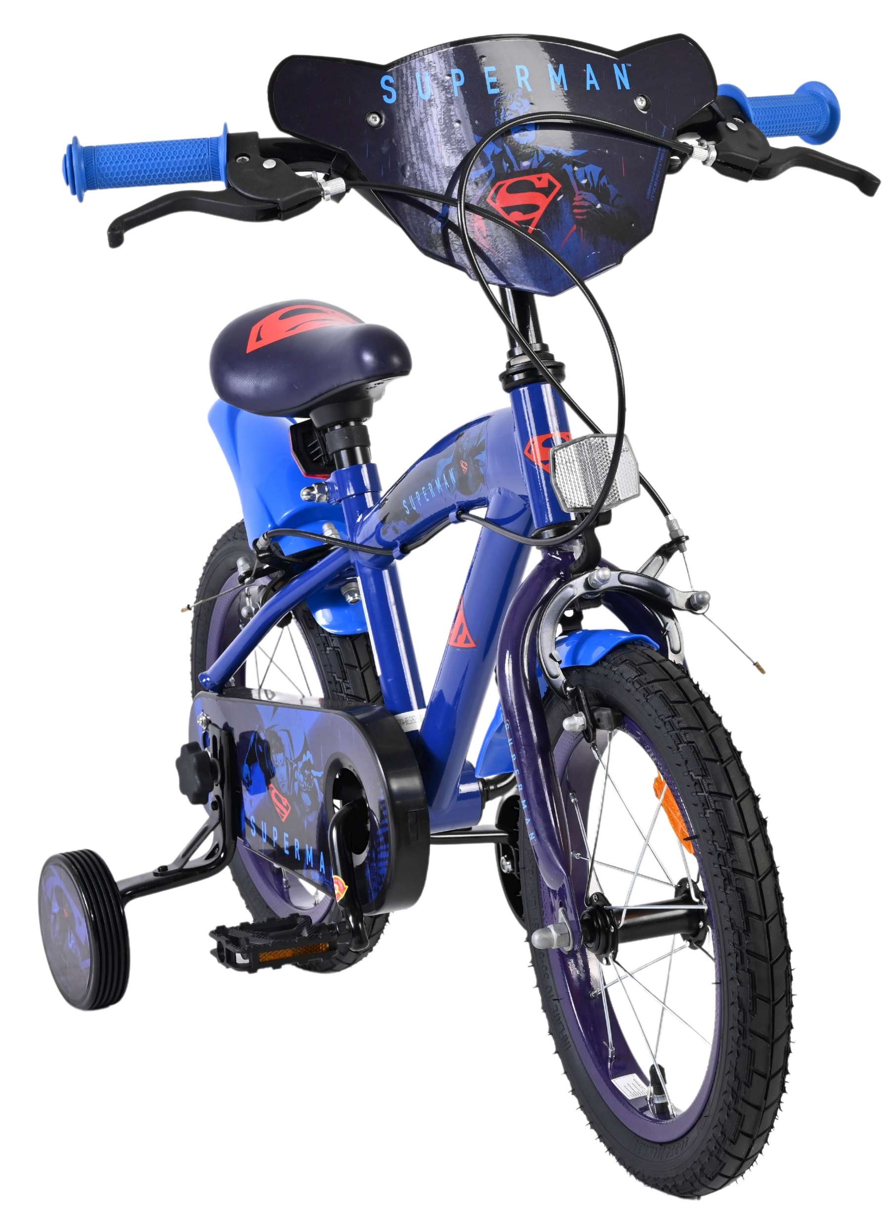 Volare superman kinderfiets - jongens - 14 inch - blauw - twee handremmen