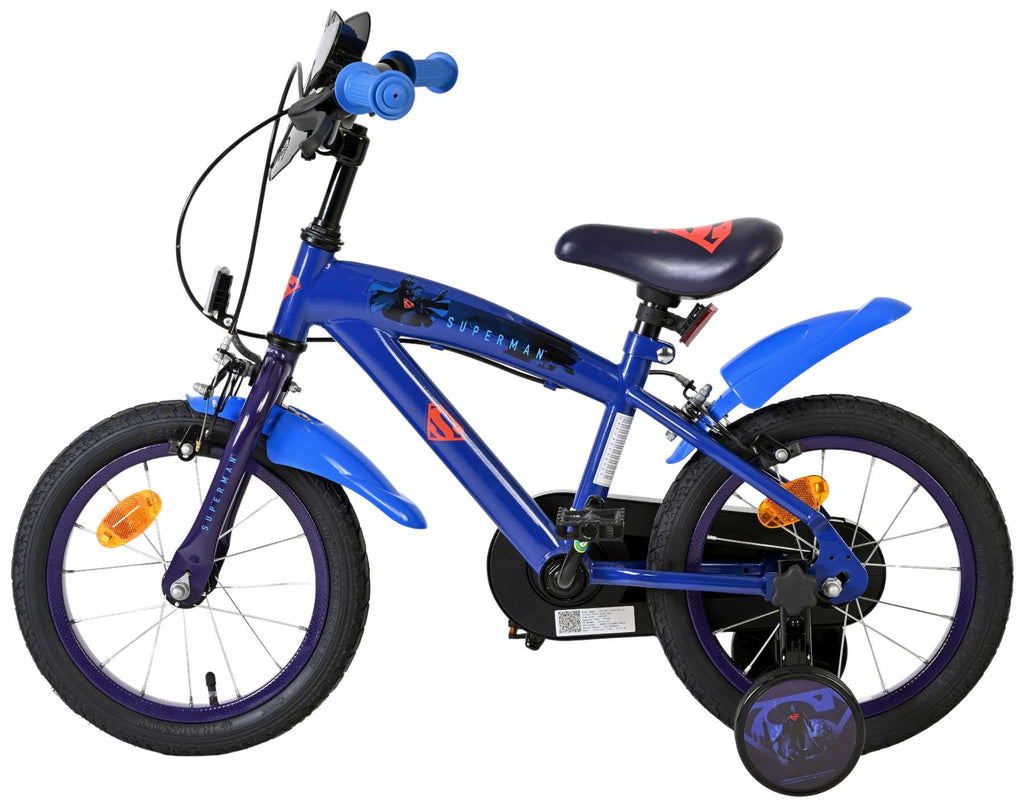Volare superman kinderfiets - jongens - 14 inch - blauw - twee handremmen