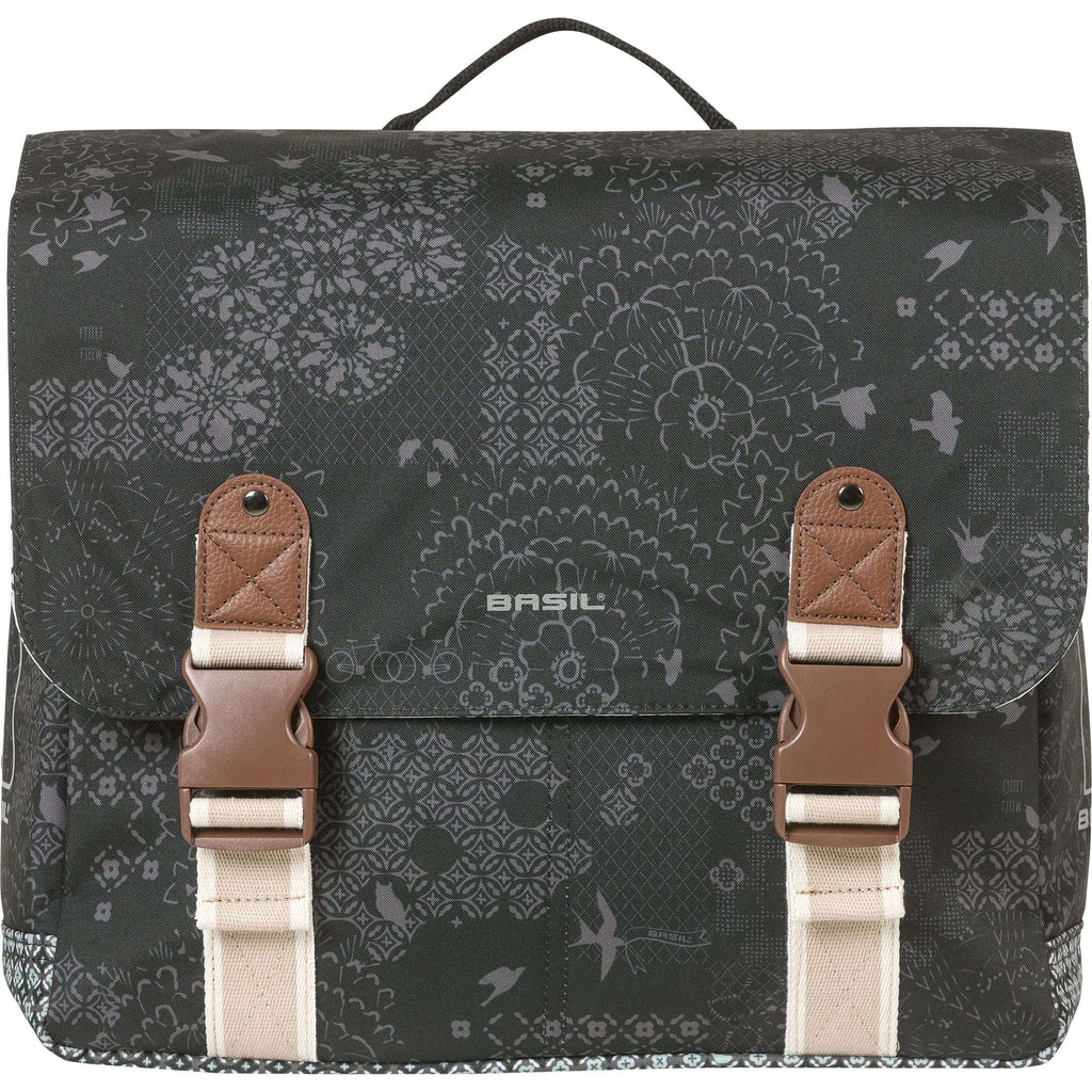 Basil dubbele fietstas bohème mik 35 liter - zwart charcoal