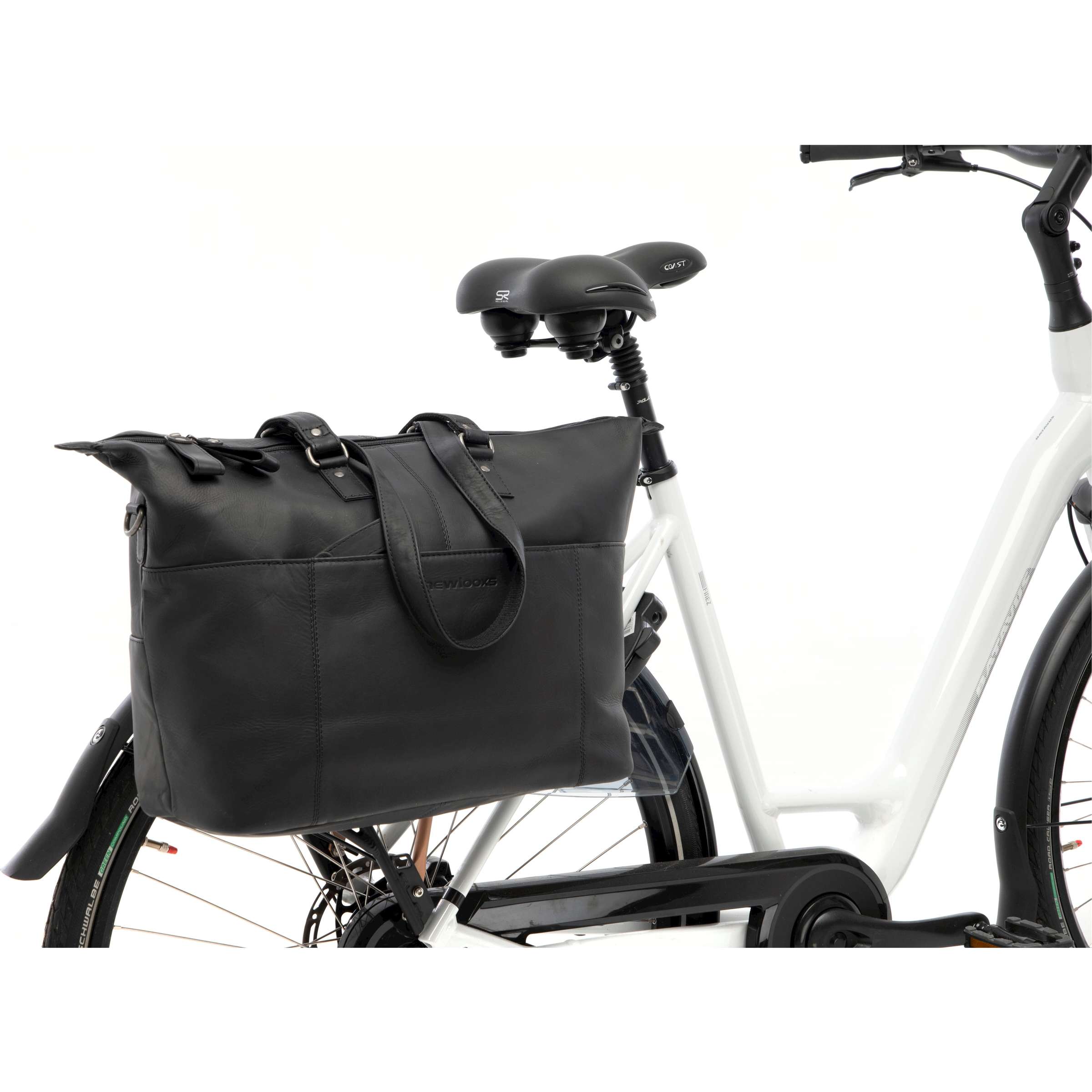 Neue Looxs Verla Fahrradtasche, 21 Liter, 34 x 18 x 44 cm, aus luxuriösem Leder, schwarz