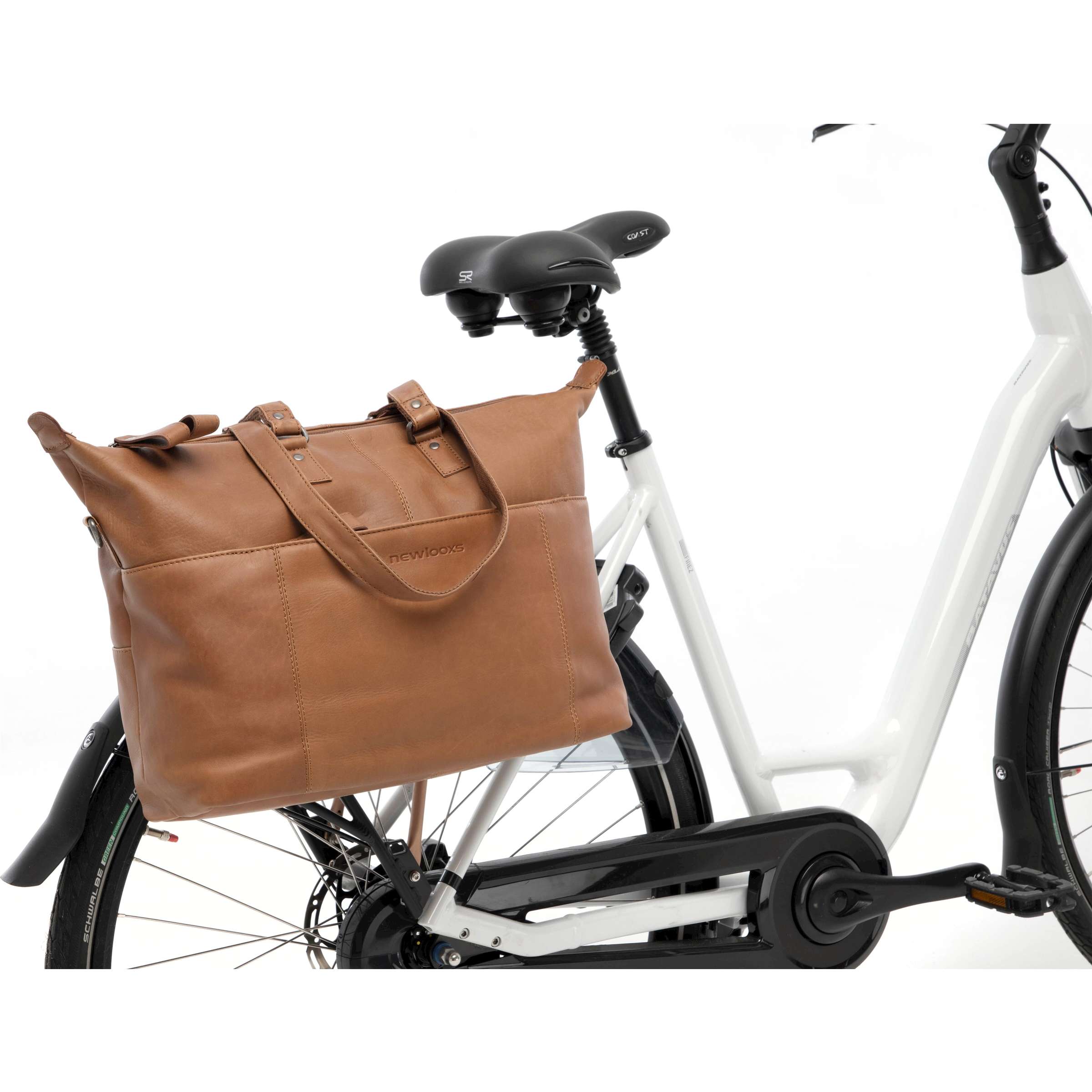 Neue Looxs Verla Fahrradtasche, 21 Liter, 34 x 18 x 44 cm, aus luxuriösem Leder, cognacfarben