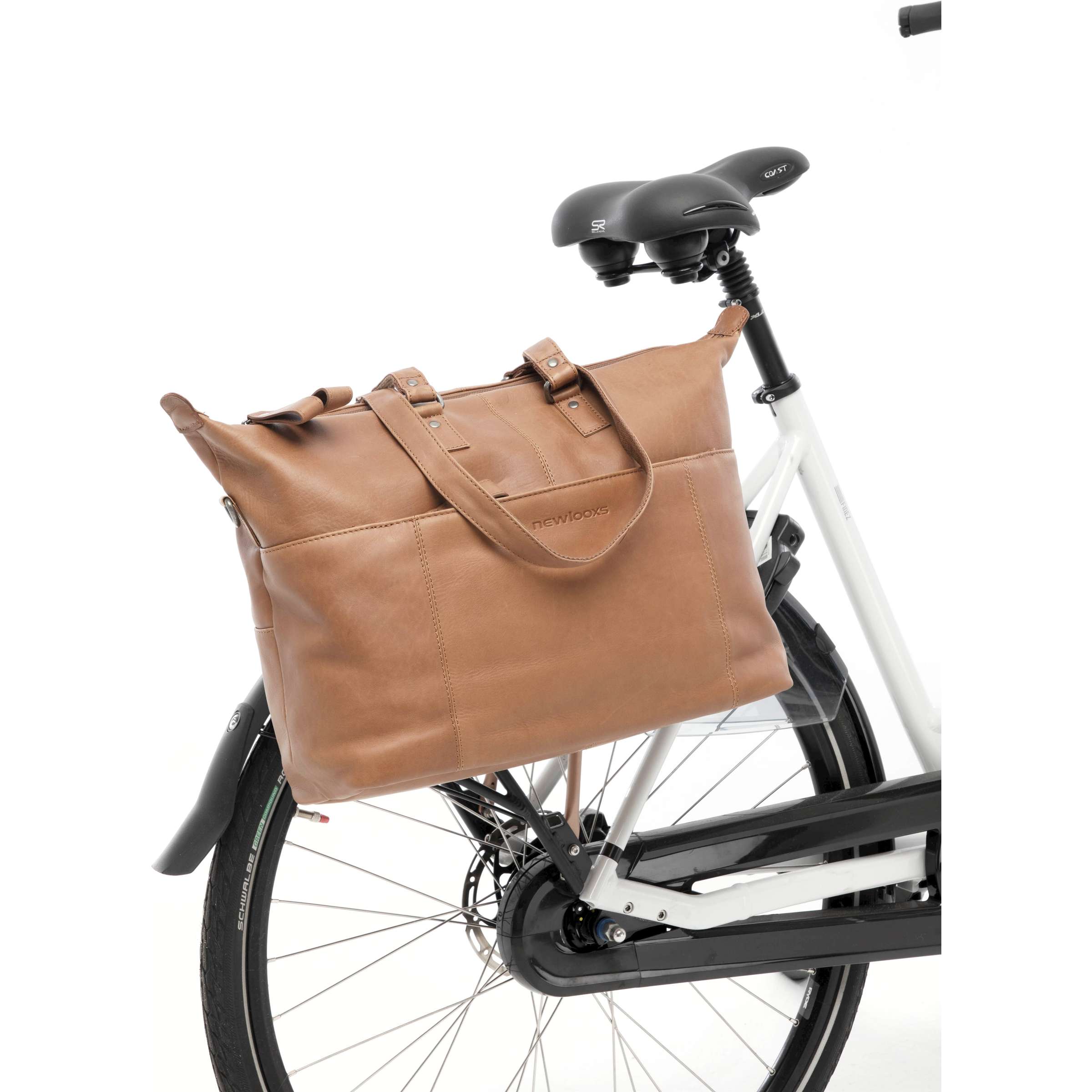Neue Looxs Verla Fahrradtasche, 21 Liter, 34 x 18 x 44 cm, aus luxuriösem Leder, cognacfarben