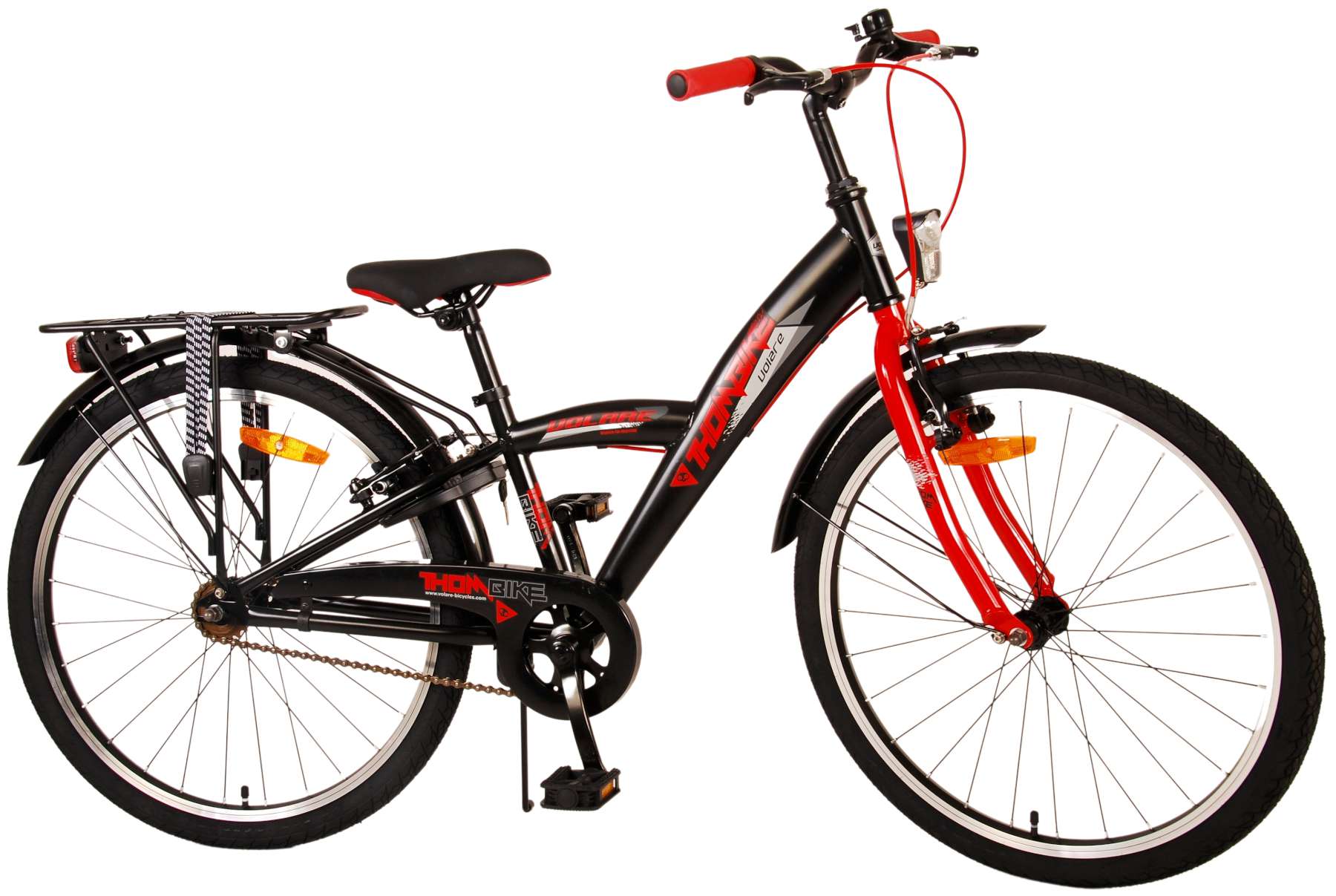 Volare Thombike Kinderfiets - Jongens - 24 inch - Zwart Rood - Twee handremmen