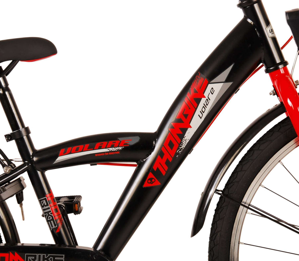 Volare Thombike Kinderfiets - Jongens - 24 inch - Zwart Rood - Twee handremmen