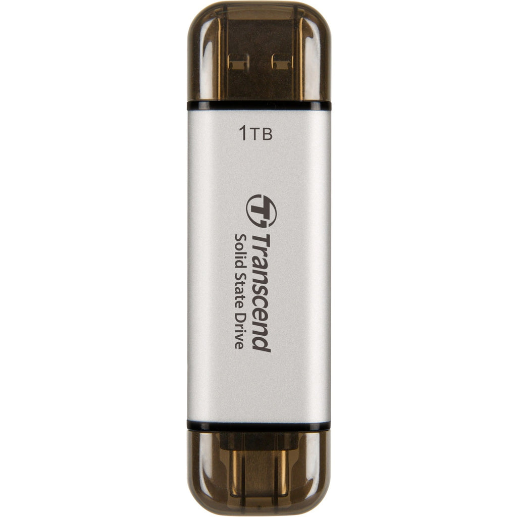 Transcend ts1tesd310s esd310s external ssd, 1tb, usb 10gbps, type c a, 1050 mb s, silver