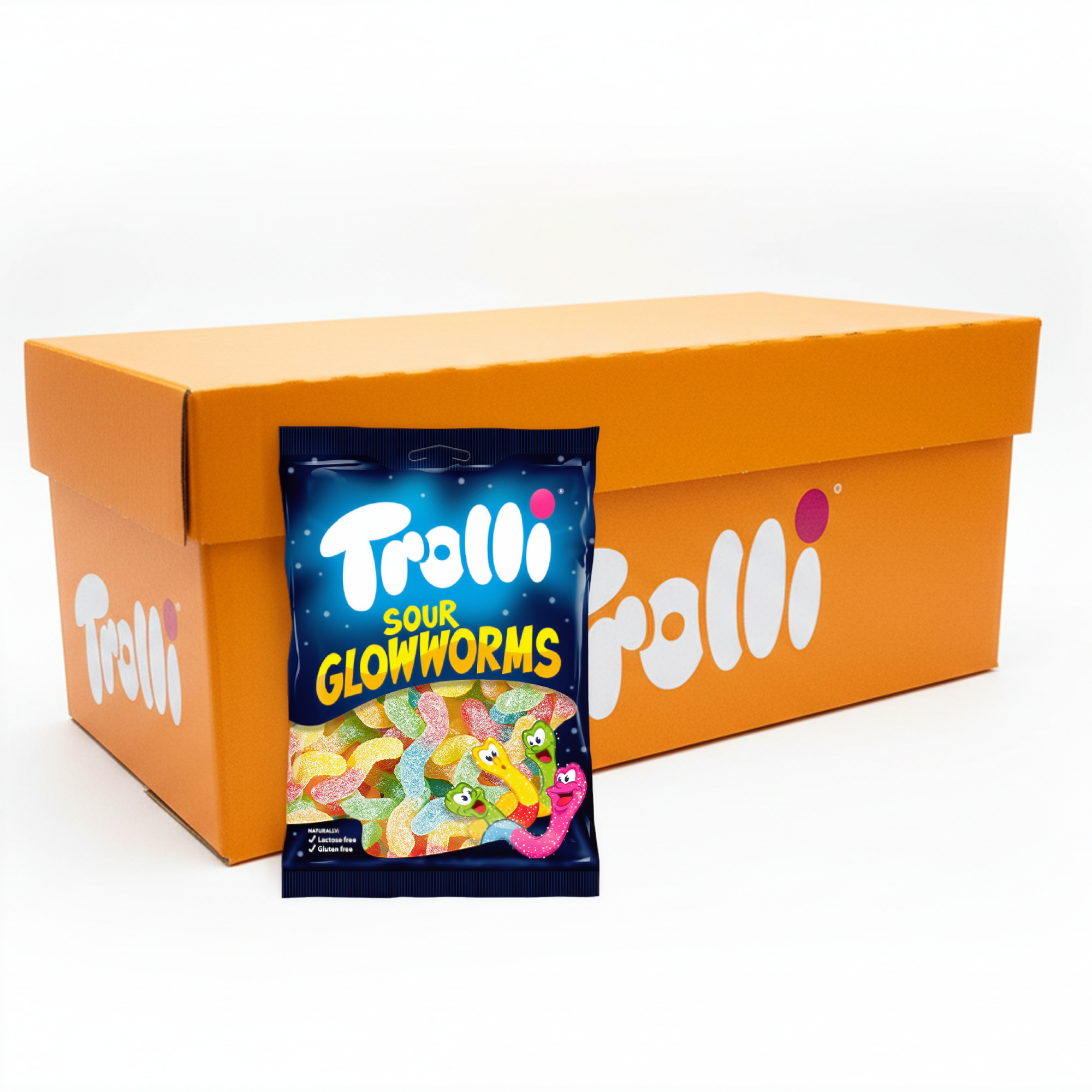 Trolli zure gloeiwormen zakje (18x 200g)
