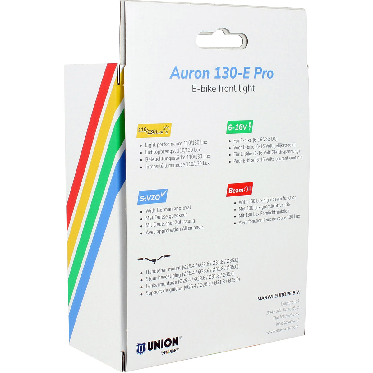 Union Scheinwerfer Auron 130-E Pro E-Bike 6-16V 130lux