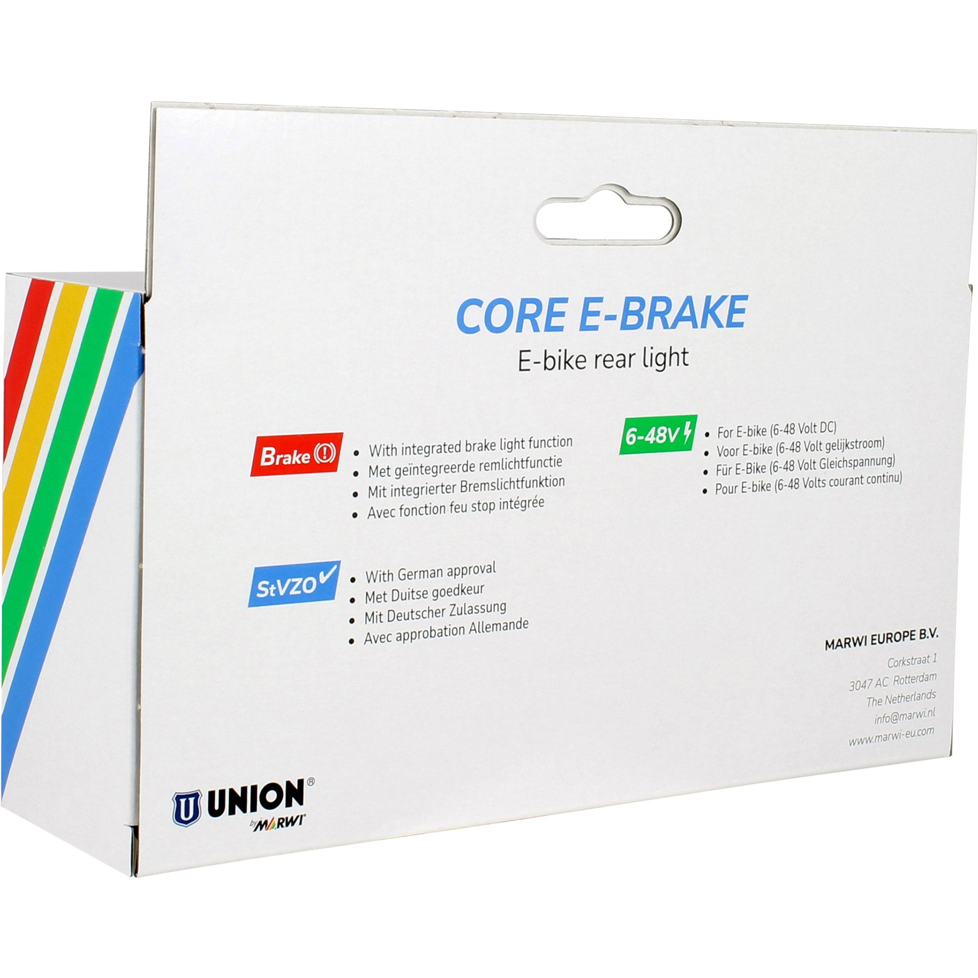Union Rücklicht Core E-Bremse E-Bike 6-48V mit Bremslicht