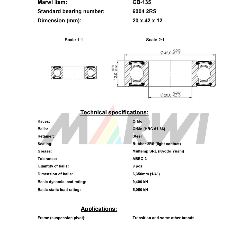 UNION Kugellager CB-135 20x42x12
