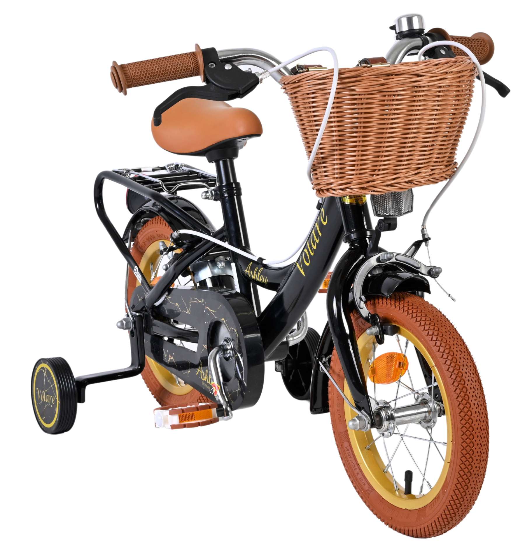 Volare Ashley Kinderfahrrad - Mädchen - 12 Zoll - Schwarz - Zwei Handbremsen