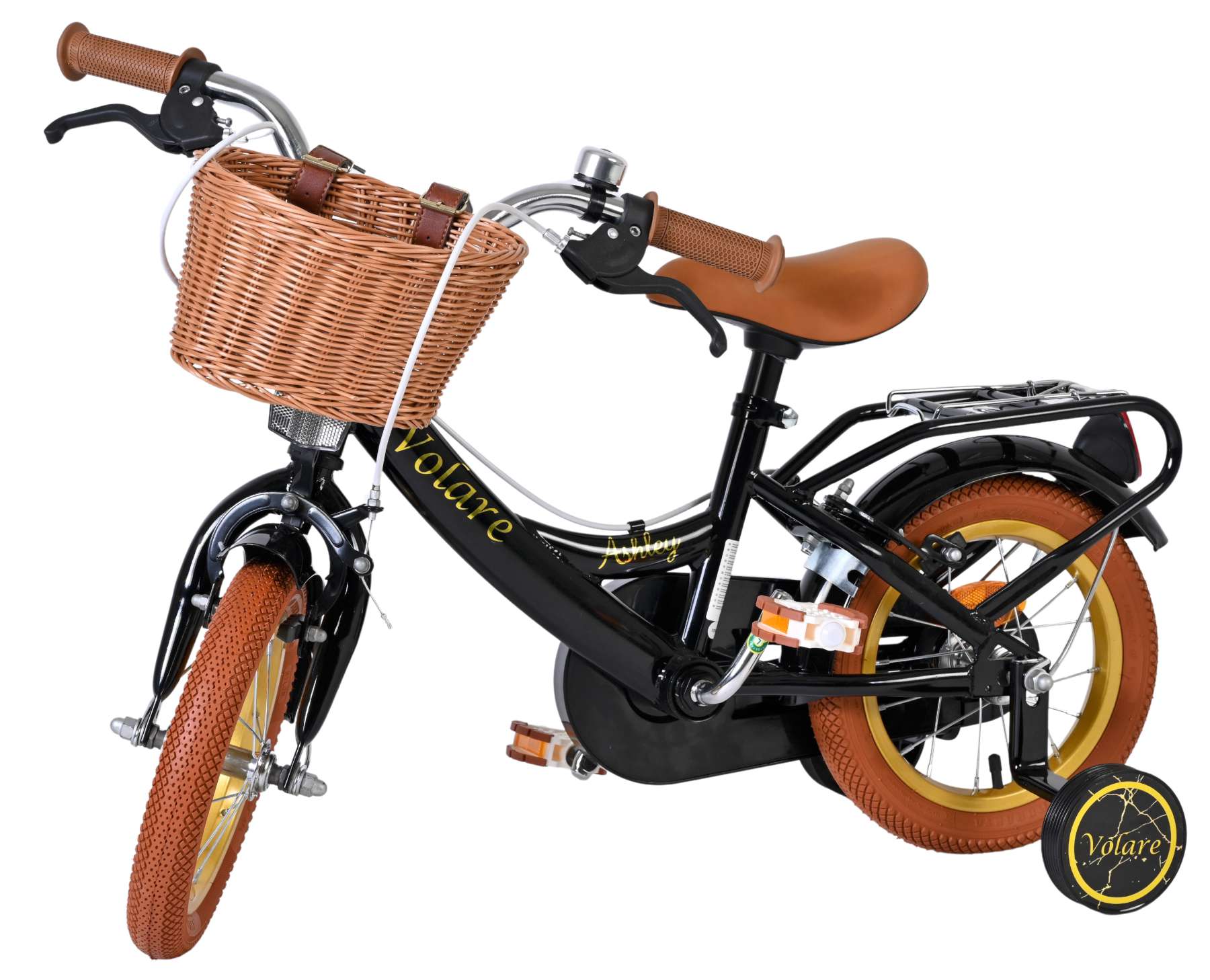 Volare Ashley Kinderfahrrad - Mädchen - 12 Zoll - Schwarz - Zwei Handbremsen