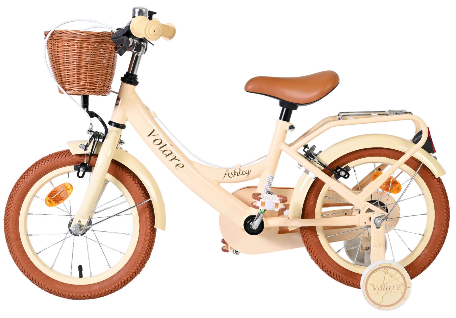 Volare Ashley Kinderfahrrad - Mädchen - 14 Zoll - Creme - Zwei Handbremsen