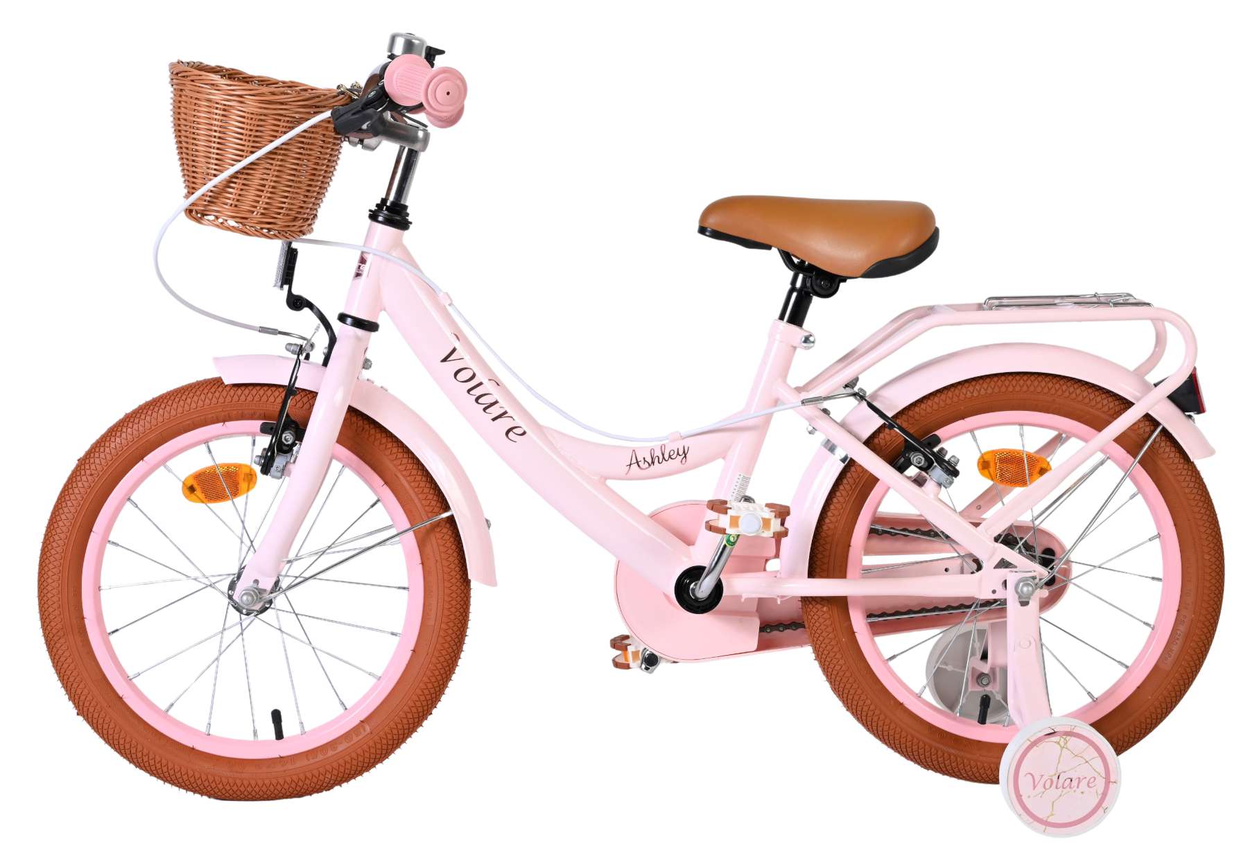 Volare ashley kinderfiets - meisjes - 16 inch - roze - twee handremmen