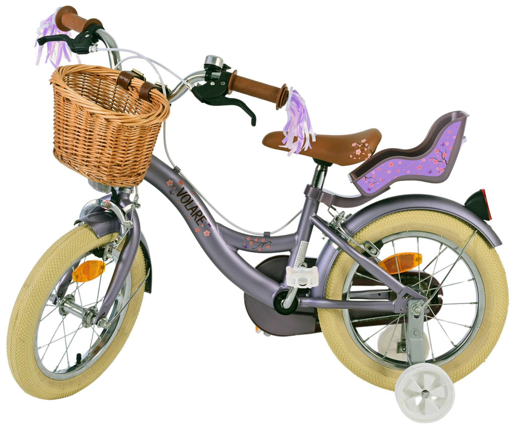 Volare blossom kinderfiets - meisjes - 14 inch - paars - twee handremmen